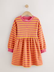 Pink and Orange Stripe Cosy Rib Jumper Dress (3-16yrs) - Image 5 of 8