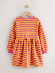 Pink and Orange Stripe Cosy Rib Jumper Dress (3-16yrs) - Image 6 of 8