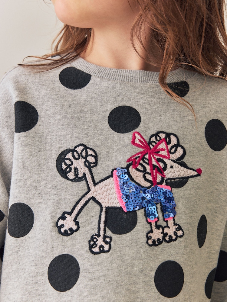 Grey Marl Polkadot - Платье-джемпер с длинными рукавами и пайетками (3-16лет) - Изображение 4 4 Grey Marl Polkadot - Платье-джемпер с длинными рукавами и пайетками (3-16лет) - Изображение 4 4