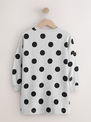 Grey Marl Polkadot Long Sleeve Sequin Jumper Dress (3-16yrs) - Image 6 of 8
