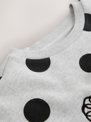 Grey Marl Polkadot Long Sleeve Sequin Jumper Dress (3-16yrs) - Image 7 of 8