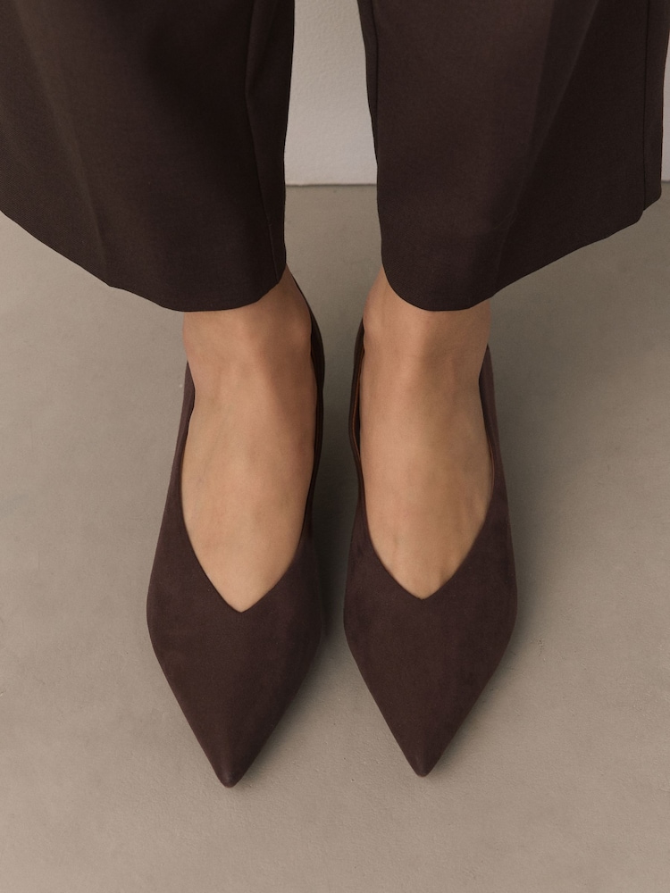 Chocolate Brown Forever Comfort® Point Toe Kitten Heels - Image 1 of 10