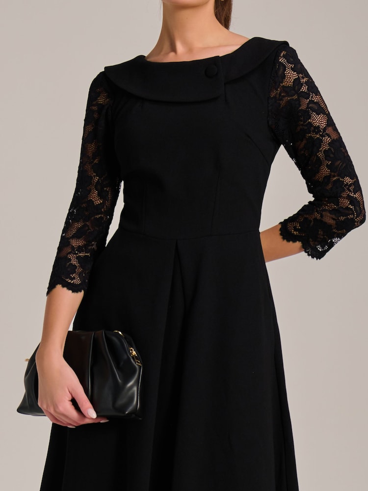 long sleeve fit and flare dress black Kate Spade