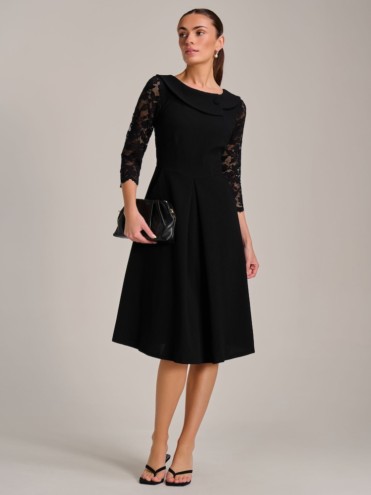 Flare Midi Black Midi Cocktail Dresses Uk Threadbare Women's Black V Neck Fit  Flare Midi Dress