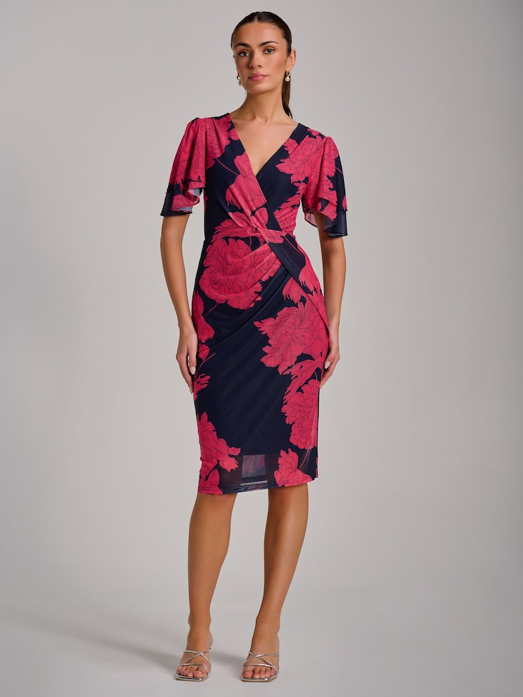 Buy Jolie Moi Red Angel Sleeve Ruched Mesh Bodycon Dress from Next Canada