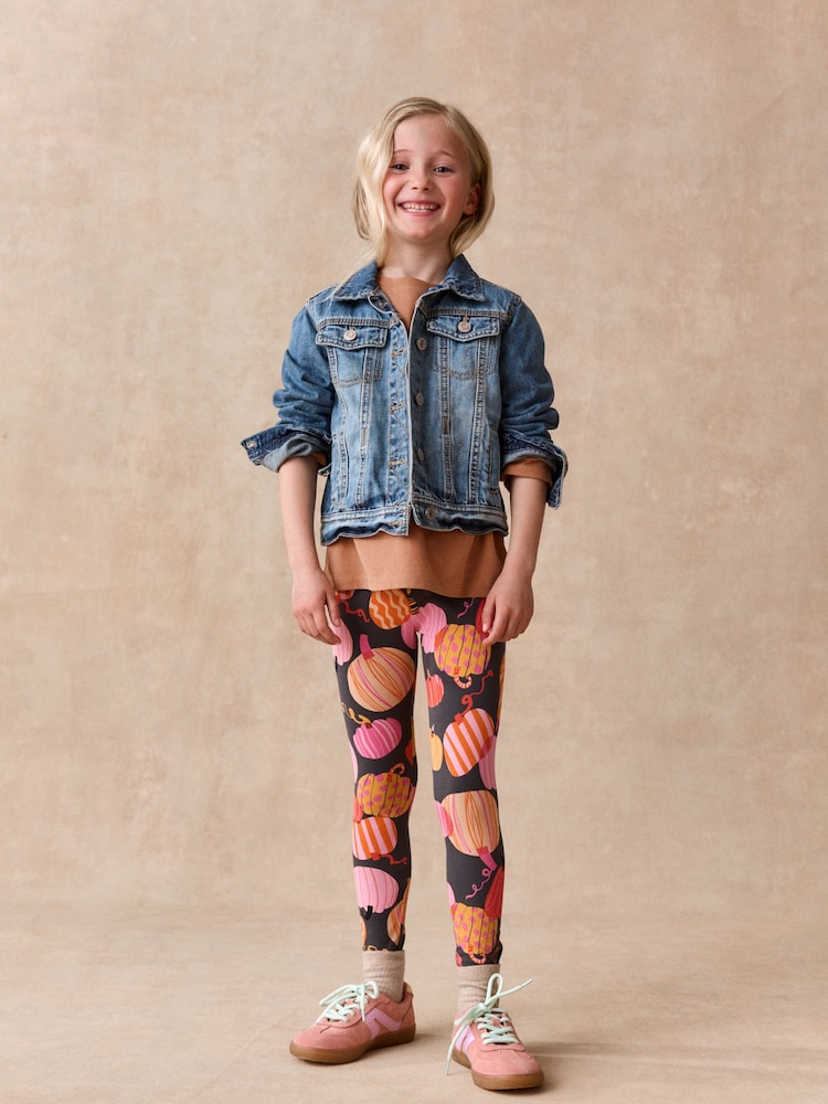Pink/Orange Pumpkin Leggings (3-16yrs) - Image 1 of 8 Pink/Orange Pumpkin Leggings (3-16yrs) - Image 1 of 8