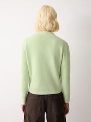 أخضر - كنزة صوف وكشمير بياقة دائرية من Jigsaw - Image 4 of 6