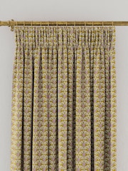 Joules Ochre Floral Foulard Lined Pencil Pleat Curtains - Image 3 of 3