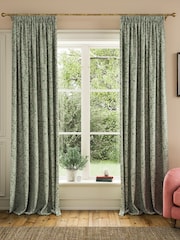Joules Green Twilight Ditsy Lined Pencil Pleat Curtains - Image 1 of 3