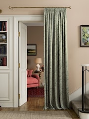 Joules Green Twilight Ditsy Lined Pencil Pleat Curtains - Image 2 of 3