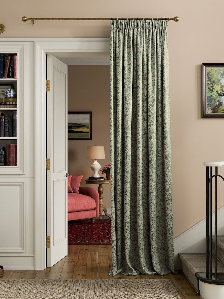 Joules Green Twilight Ditsy Lined Pencil Pleat Curtains - Image 2 of 3 Joules Green Twilight Ditsy Lined Pencil Pleat Curtains - Image 2 of 3