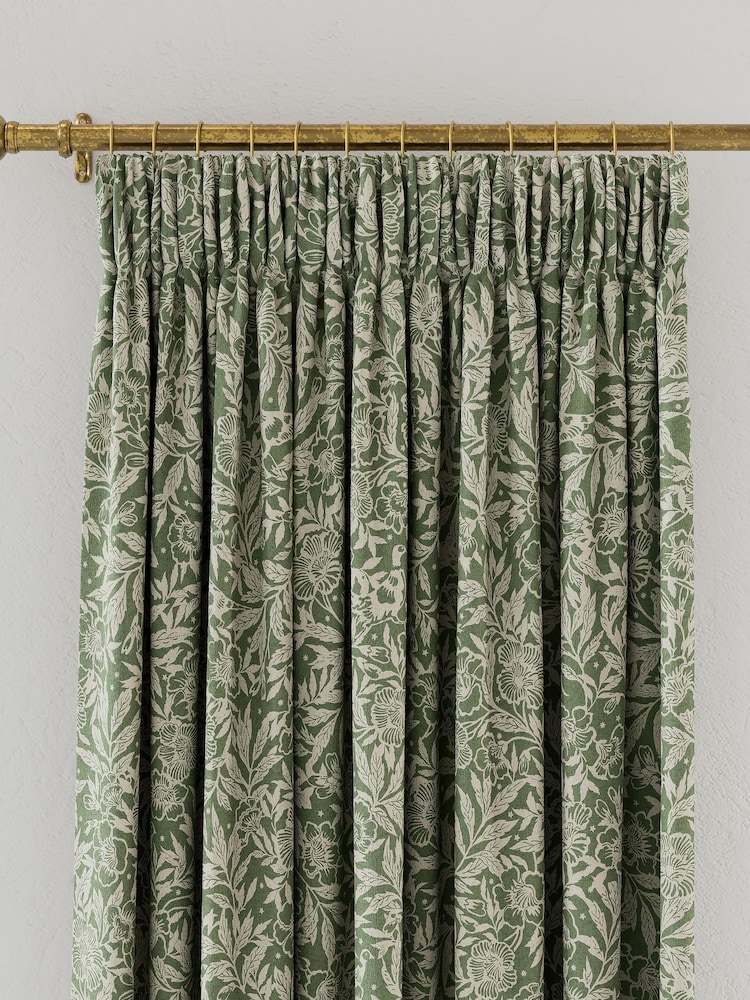 Joules Green Twilight Ditsy Lined Pencil Pleat Curtains - Image 3 of 3 Joules Green Twilight Ditsy Lined Pencil Pleat Curtains - Image 3 of 3
