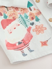 Light Grey Christmas Scene Long Sleeve Grandad Collar Scene Printed Shirt (3mths-10yrs) - Image 8 of 8