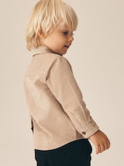 Tan Brown Long Sleeve All Over Embroidery Christmas Shirt (3mths-10yrs) - Image 3 of 3