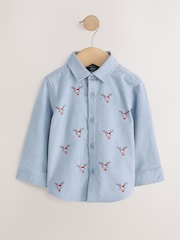 Pale Blå - Long Sleeve All Over Embroidery Christmas Shirt (3mths-10yrs) - Bilde 5 av 8