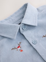 Pale Blå - Long Sleeve All Over Embroidery Christmas Shirt (3mths-10yrs) - Bilde 7 av 8