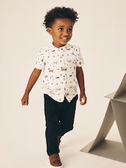 Ecru White Short Sleeve Grandad Collar Christmas Shirt (3mths-10yrs) - Image 2 of 8