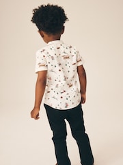 Ecru White Short Sleeve Grandad Collar Christmas Shirt (3mths-10yrs) - Image 3 of 8