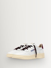 AUTRY White Medalist Leather Low Top Trainers with Velvet Back Tab and Lace - Image 2 of 7