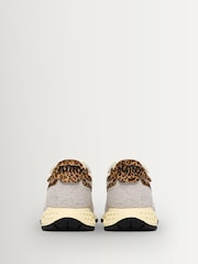 AUTRY White Reelwind Suede and Mesh Trainers with Leopard Ponyhair Detailing - Image 2 of 7