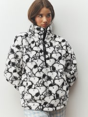 Cream Snoopy - Fleece Borg cu fermoar pe jumătate - Imaginea 1 din 7