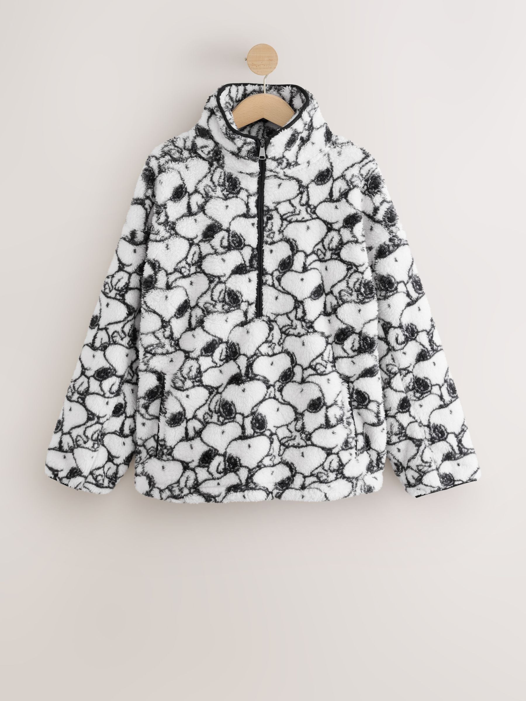 Buy Cream Snoopy Half Zip Borg Fleece from Next USA
