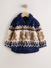 Navy Gingerbread Borg Fleece Shacket (3mths-7yrs) - Image 1 of 5