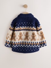 Navy Gingerbread Borg Fleece Shacket (3mths-7yrs) - Image 2 of 5