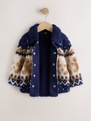 Navy Gingerbread Borg Fleece Shacket (3mths-7yrs) - Image 3 of 5