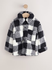 Schwarz/Weiß mit Karos - Shacket aus Teddyfleece (3 M.–7 J.) - Bild 1 von 4