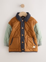 Rust Brown Colourblock Lightweight Quilted Jacket (3mths-7yrs) - Image 4 of 8