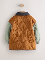 Rust Brown Colourblock Lightweight Quilted Jacket (3mths-7yrs) - Image 6 of 8