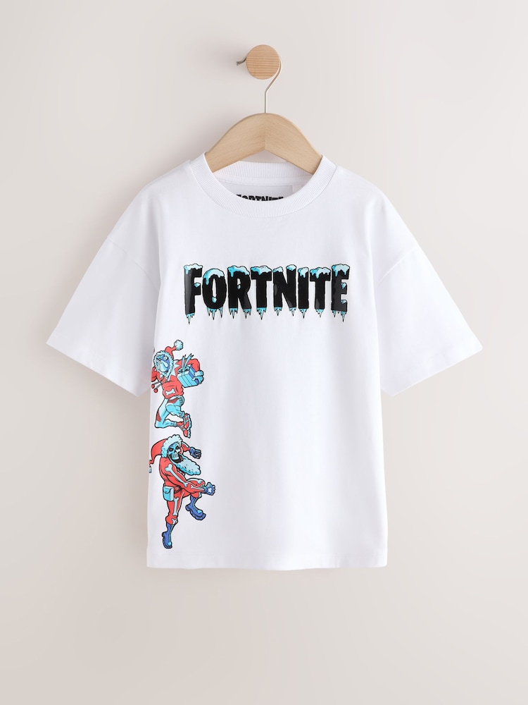 White Fortnite Short Sleeve Christmas T-Shirt (3-16yrs) - Image 1 of 4