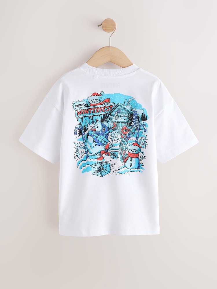 White Fortnite Short Sleeve Christmas T-Shirt (3-16yrs) - Image 2 of 4