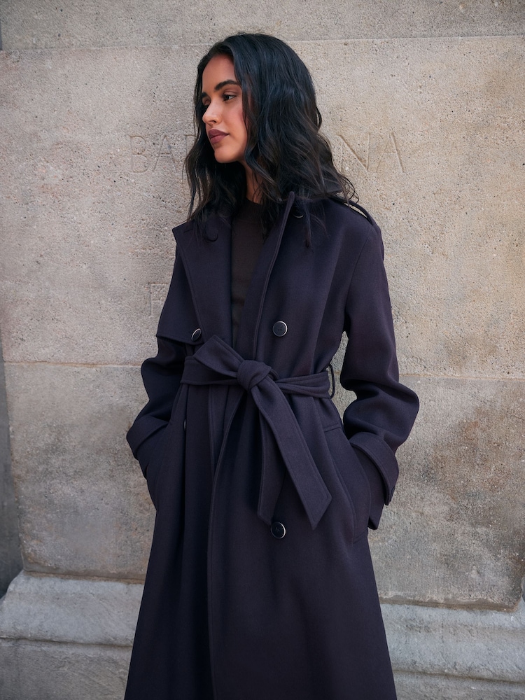 Friends Like These Navy Double Breasted Maxi Coat - Image 2 of 5