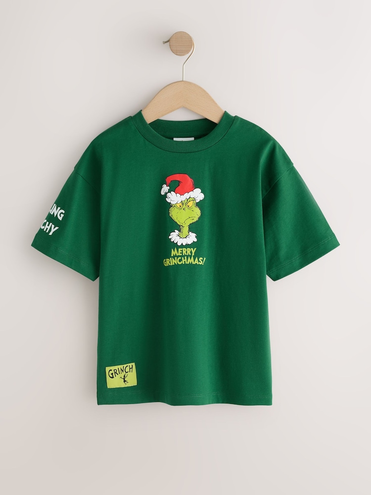 Green The Grinch - Kortærmet Jul T-Shirt (3-16år) - Billede 1 af 7 Green The Grinch - Kortærmet Jul T-Shirt (3-16år) - Billede 1 af 7