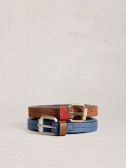 White Stuff Brown/Blue Belts 2 Pack - Image 1 of 4