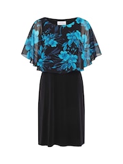 Gina Bacconi Black Ashton Floral Chiffon Overlay Dress - Image 8 of 8