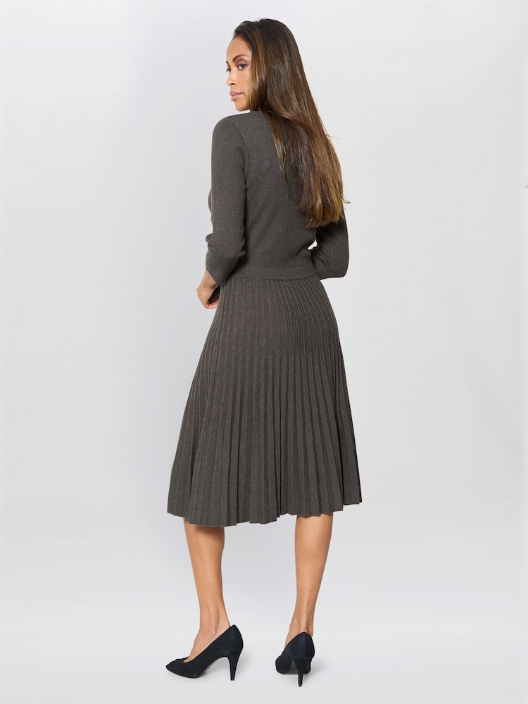 grey pleated midi dress SKYLINE Dress Grey