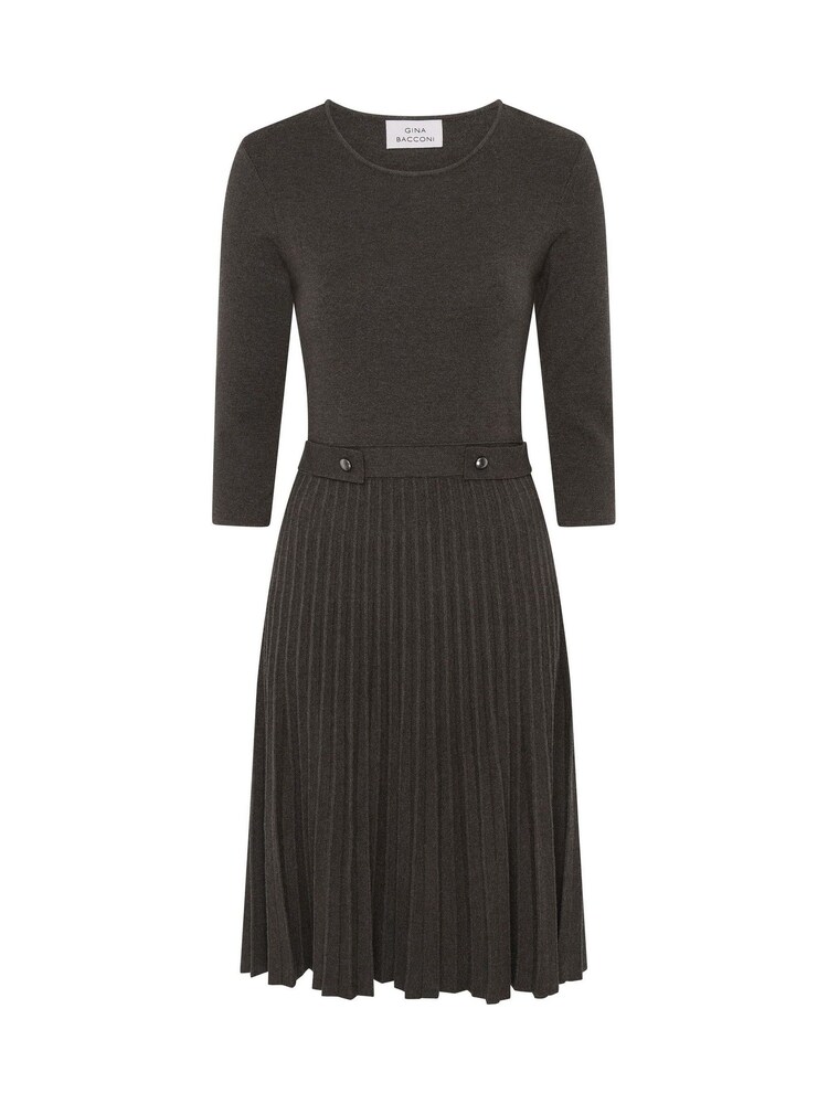Gina Bacconi Grey Annabella Pleated Midi Dress - Image 8 of 8