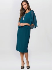 Gina Bacconi Green Cherri Dress With Chiffon Overlay - Image 2 of 6