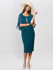 Gina Bacconi Green Cherri Dress With Chiffon Overlay - Image 3 of 6