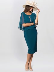 Gina Bacconi Green Cherri Dress With Chiffon Overlay - صورة 4 من 6