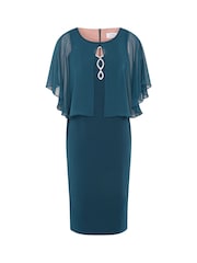 Gina Bacconi Green Cherri Dress With Chiffon Overlay - صورة 6 من 6
