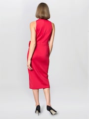 Gina Bacconi Red Elliana Bow Detail Midi Dress - Image 2 of 7