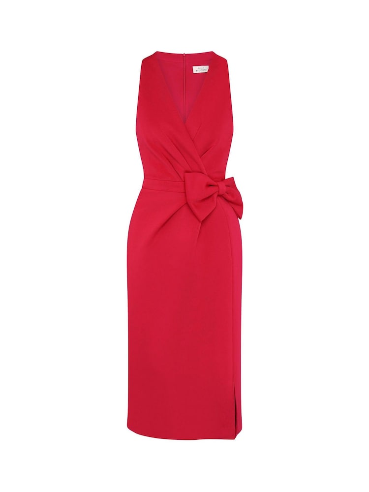 Gina Bacconi Red Elliana Bow Detail Midi Dress - Image 7 of 7 Gina Bacconi Red Elliana Bow Detail Midi Dress - Image 7 of 7