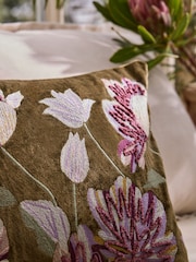 Purple Kew Collection Embroidered Floral Oblong Cushion - Image 2 of 4