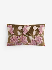 Purple Kew Collection Embroidered Floral Oblong Cushion - Image 3 of 4