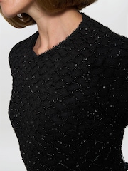 Gina Bacconi Charly Textured Fit And Flare Black Midi Dress - Image 4 of 6