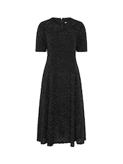 Gina Bacconi Charly Textured Fit And Flare Black Midi Dress - Image 6 of 6